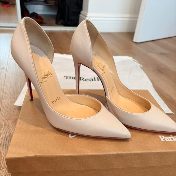 Christian Louboutin Women's Cream and Tan Courts - Picture 1 of 6